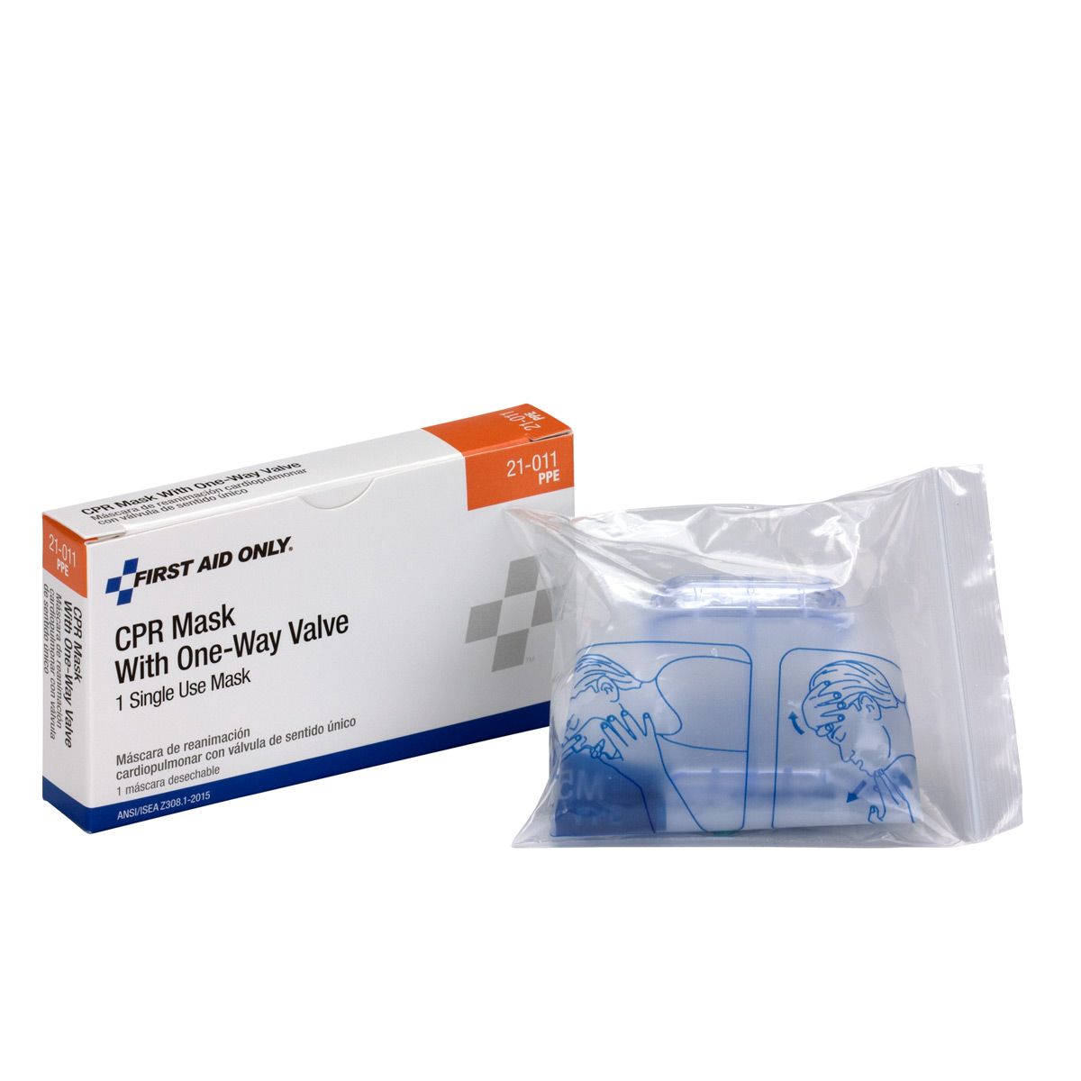 First Aid Only CPR Mask With One Way Valve 60 Mask Case 21-011-002