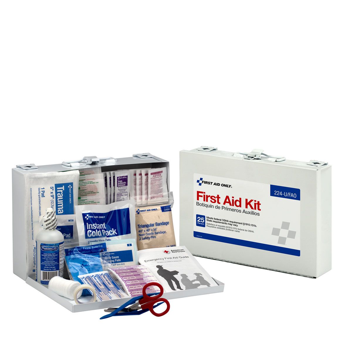 First Aid Only 25 Person Kit Metal 12 Kit Case 224-U/FAO