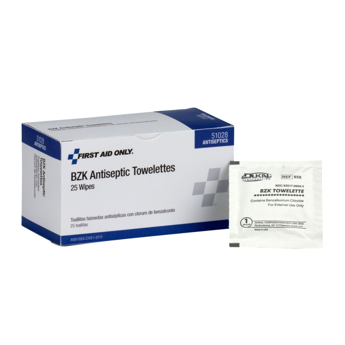 First Aid Only BZK Antiseptic Towelettes 25 per box 30 box per case 51028