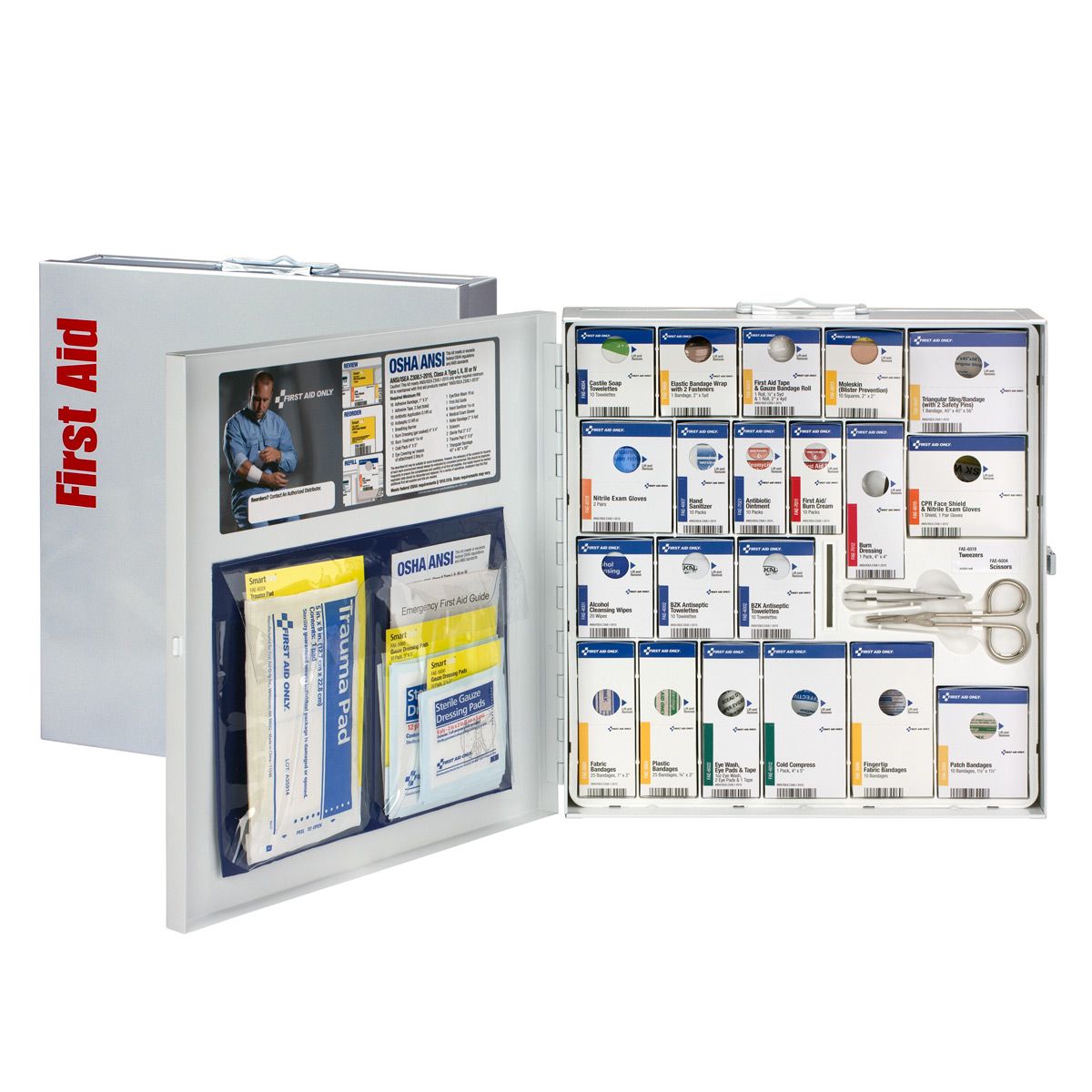 First Aid Only 50 Person Large Metal First Aid Cabinet Without Medications 746004