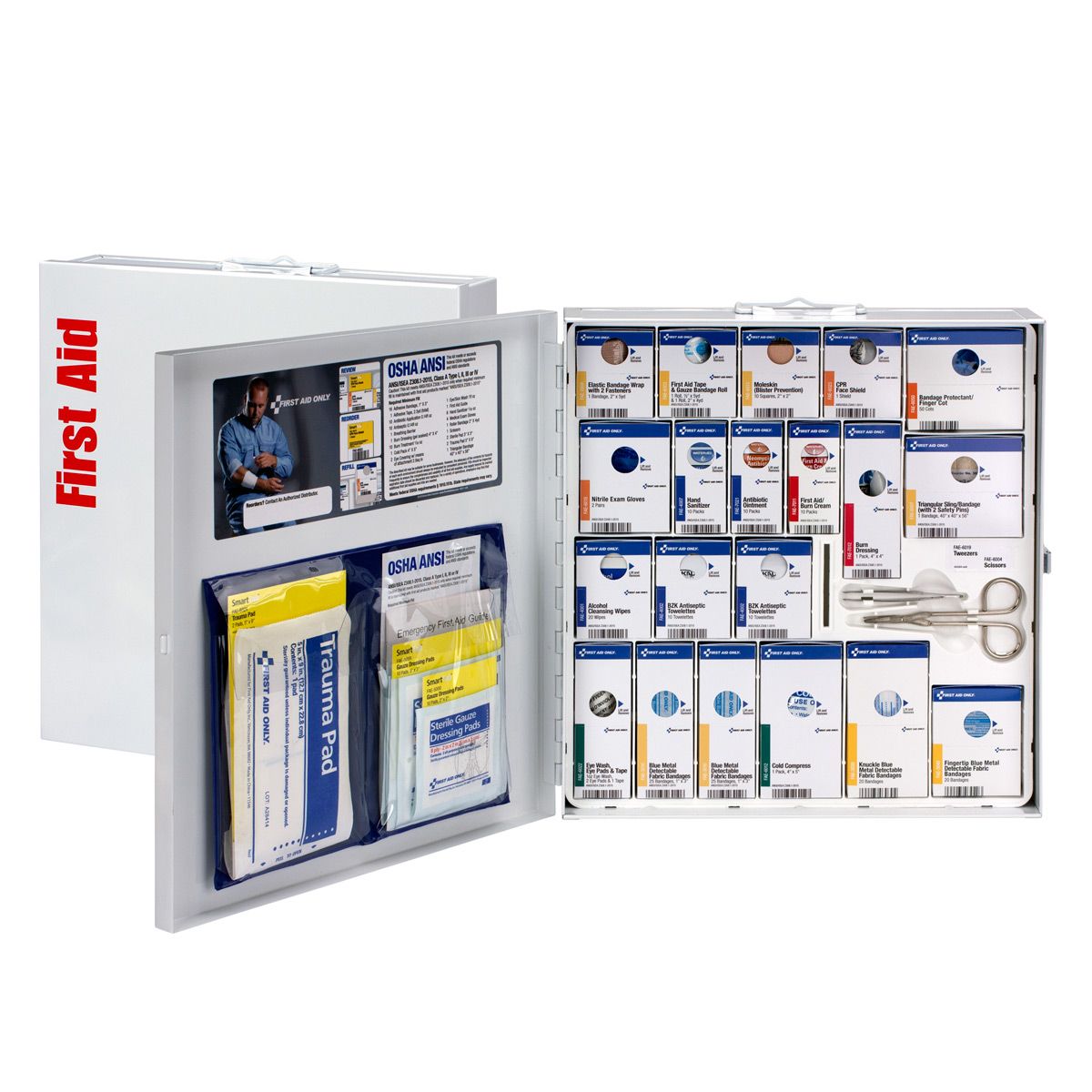 First Aid Only 50 Person Large Metal Food Service Cabinet With Medications 746005