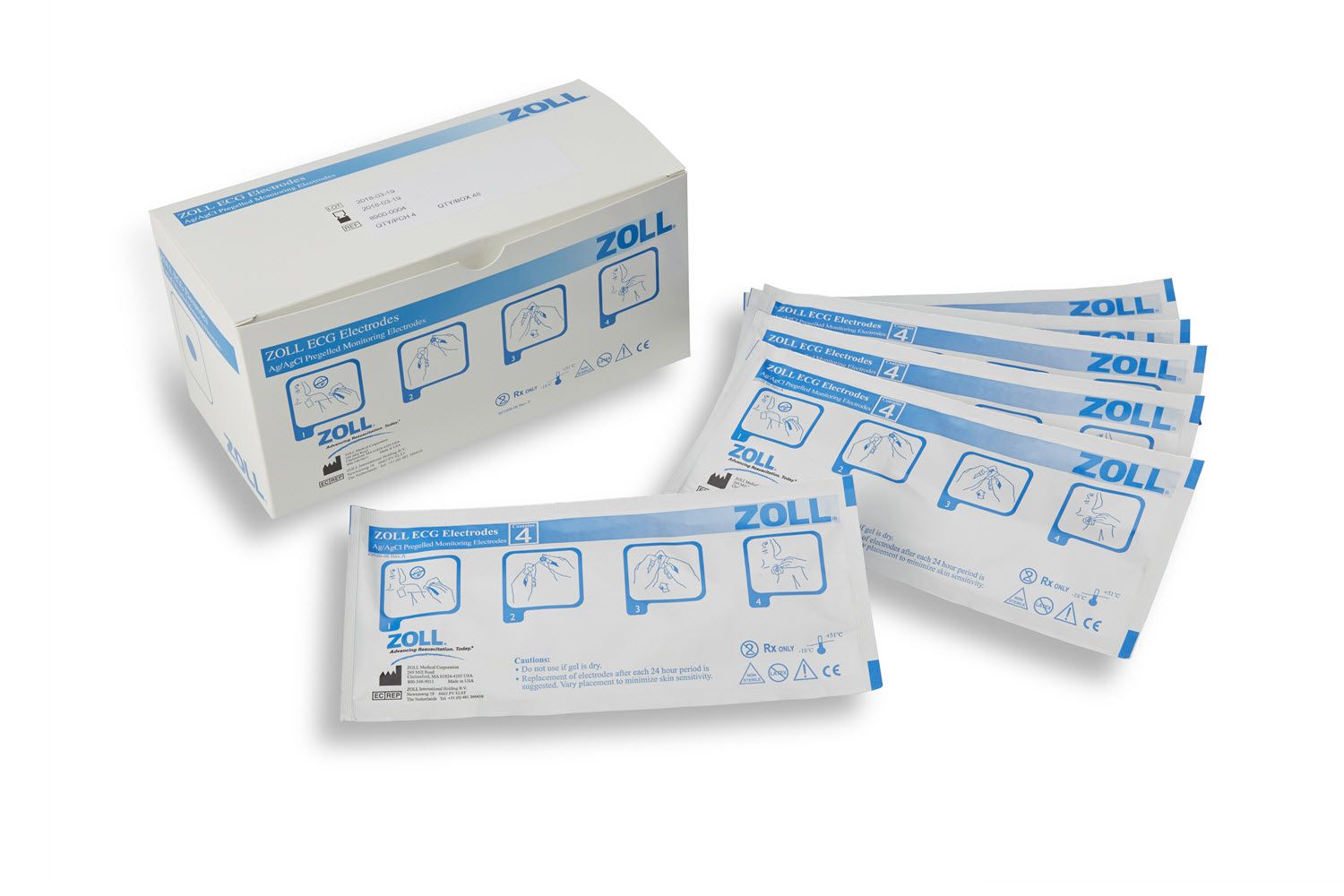 Zoll ECG Rectangular Electrodes 480 Case 8900-0004