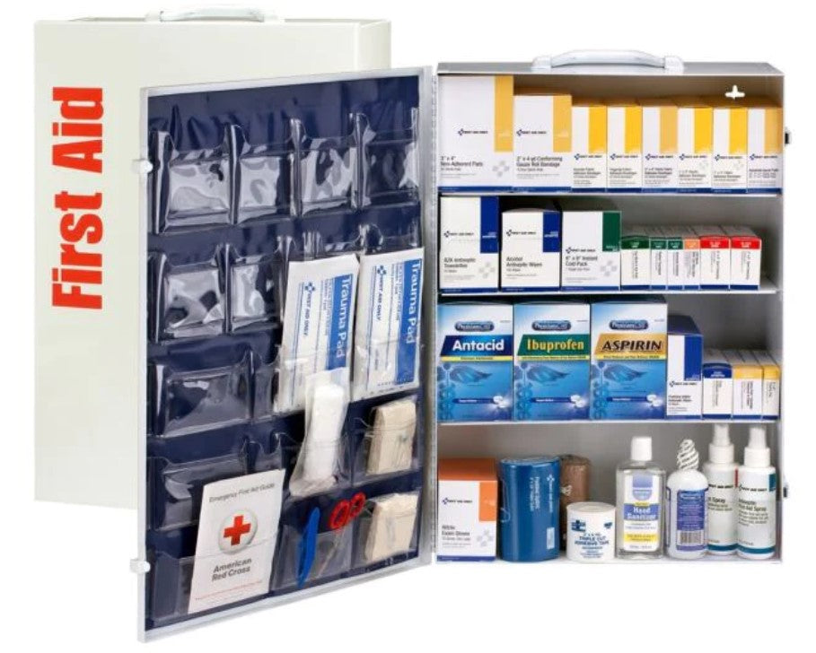 First Aid Only 4 Shelf First Aid ANSI 2015 Class B+ Metal Cabinet  10 Case 90576C