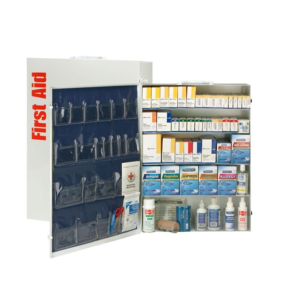 First Aid Only 5 Shelf First Aid Kit ANSI B+ Metal Cabinet With Meds 90577