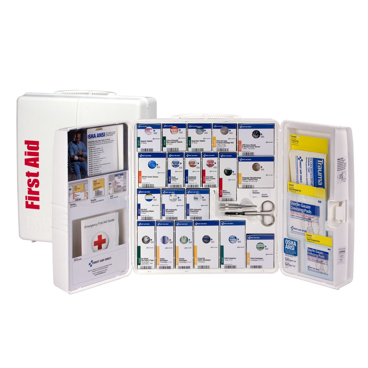 First Aid Only 50 Person Large Plastic First Aid Cabinet With Medications 90608