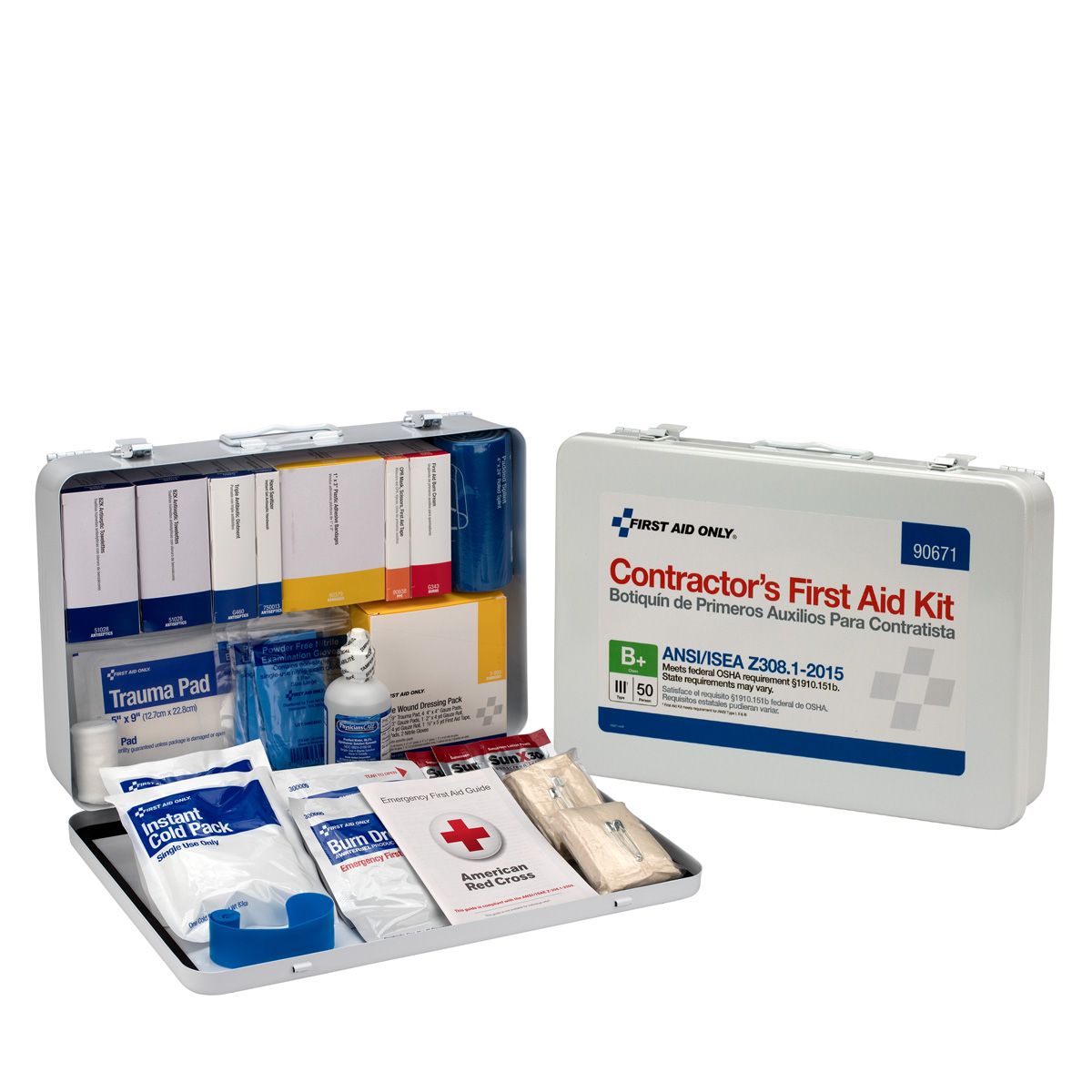 First Aid Only 50 Person Contractor Kit Metal Case 90671