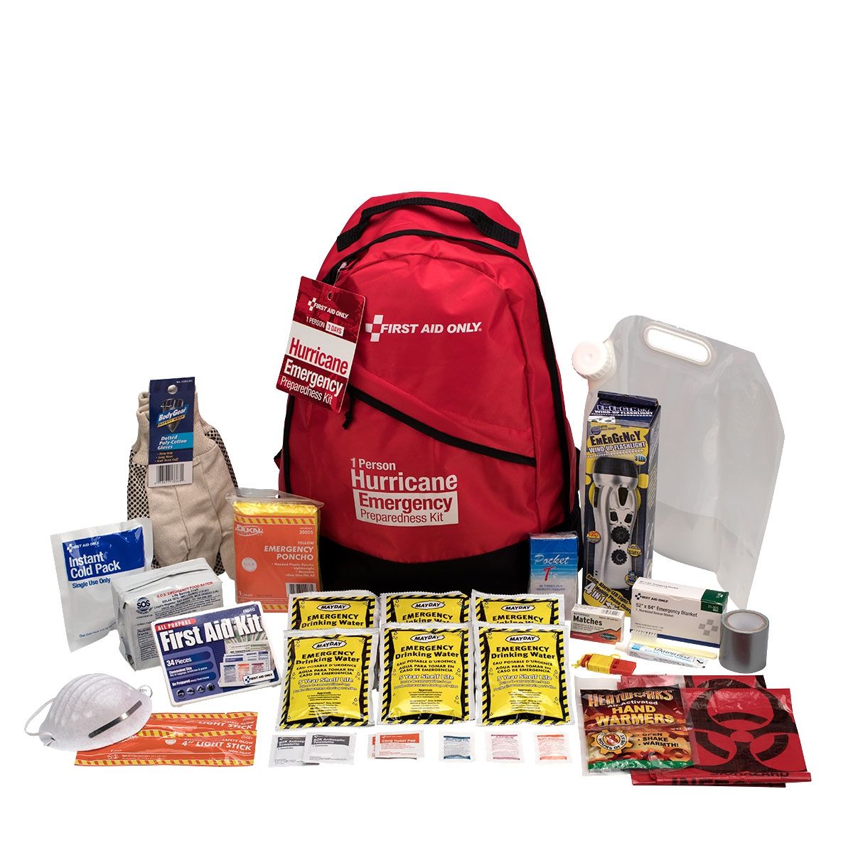 First Aid Only 1 Person Emergency Preparedness Hurricane Backpack 91054