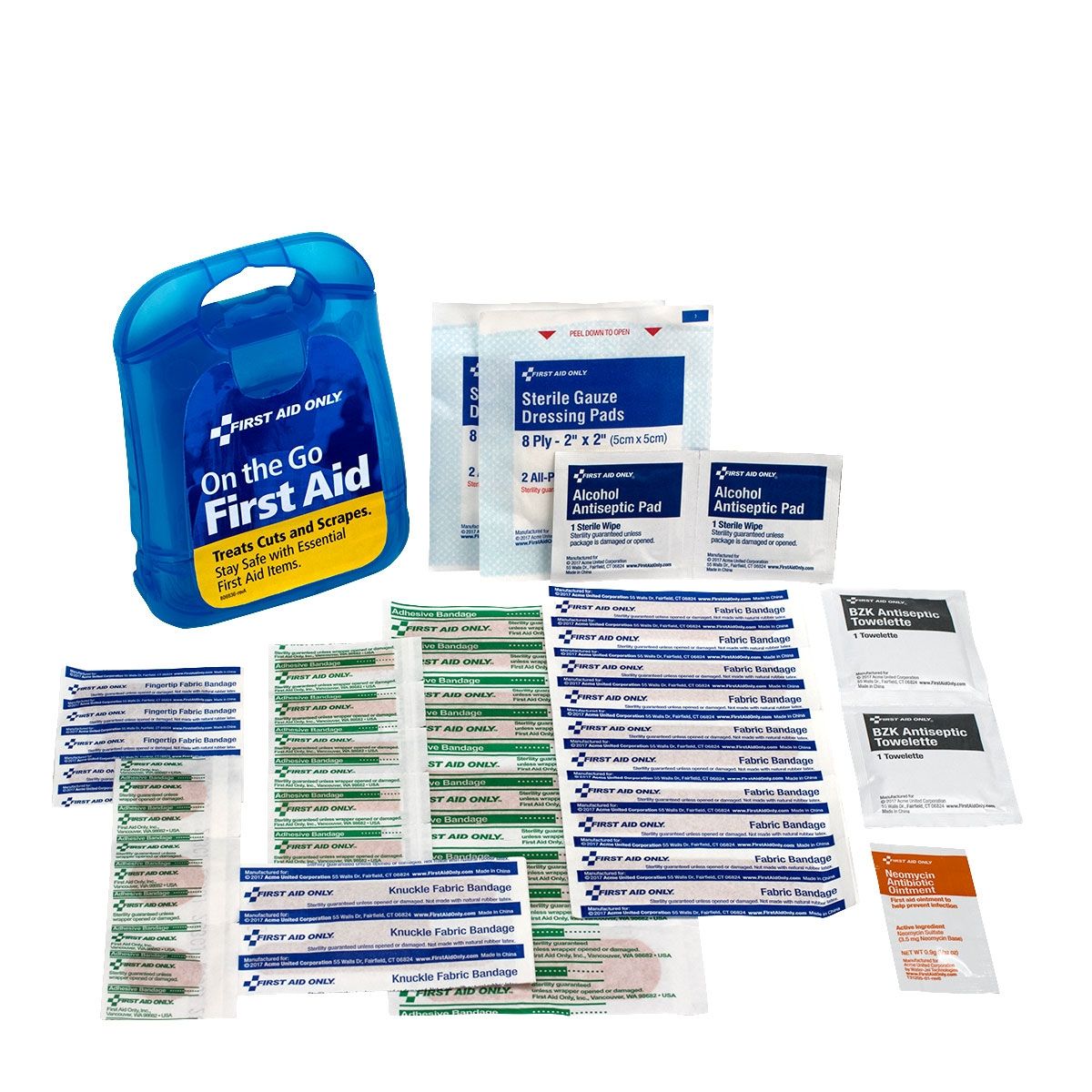 First Aid Only Mini Clear Blue Plastic 29-Piece First Aid Kit 91098