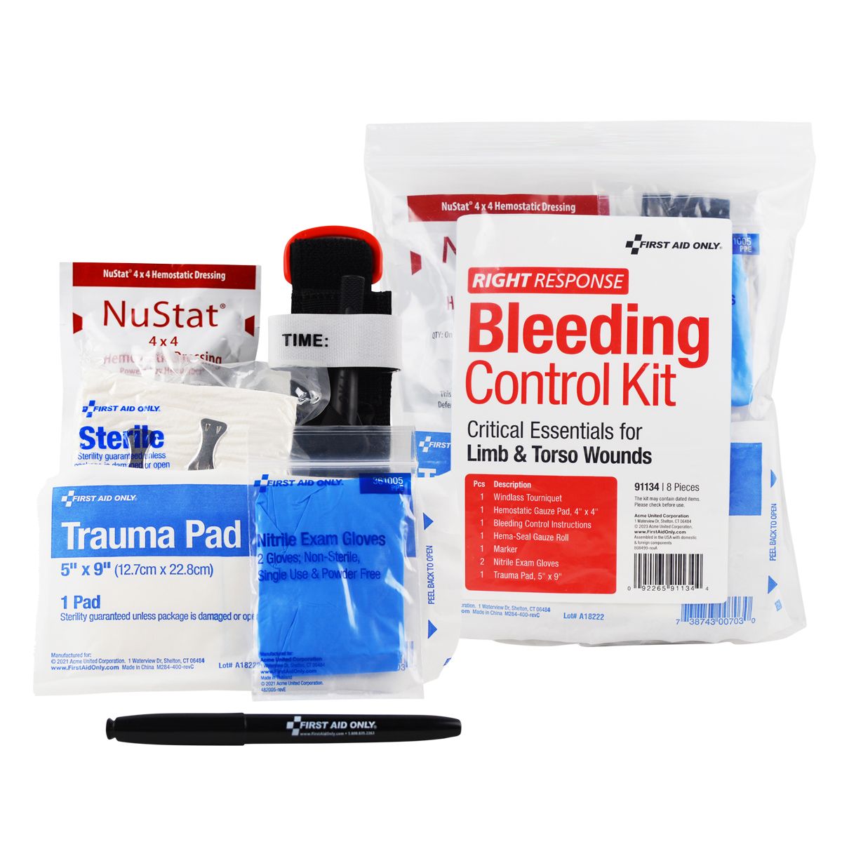 First Aid Only Critical Essentials Bleeding Control Kit For Limb & Torso Wounds 91134